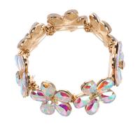 ROMISBABA Luxury Crystal Flower Bracelet for Women Elastic Bangle with Simulated Glass Flowers Durable Tarnish Resistant Jewelry for Wedding Anniversary Party and Special Occasions
