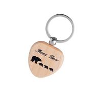 ROMISBABA Mama and Cub Bear Wood Keychain Keyring for Mom Mother's Day Presents Alloy and Wood Material with No Damp and Colour Change Features Birthday Surprise