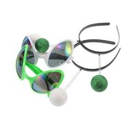 ROMISBABA Martian Antenna Headband Set with Glitter Boppers and Alien Costume Glasses for Space Theme Parties Halloween Carnival Cosplay Accessories