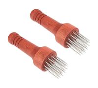 ROMISBABA Meat Tenderizer Needles for Meat Tenderizing 2 Pcs Stainless Steel with Wooden Handle Steak Pounder Tool Kitchen Supply for Home Cooking