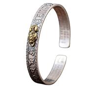 ROMISBABA Men's Buddhism Charm Bracelet Heart Design Adjustable Open Cuff Bangle for Men and Women