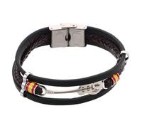 ROMISBABA Men's Punk-inspired Multi-layer Faux Leather Bracelet with Guitar Charm Adjustable Rocker Wristband for Concerts and Parties Textured Braided Design for Music Lovers