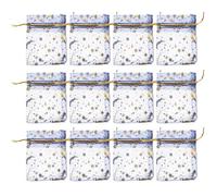 ROMISBABA Mesh Jewelry Bags Drawstring Navy Blue Organza Pouches with Gold and Silver Foil Stars and Moon Design 100Pcs for Wedding Favour and Party Supplies