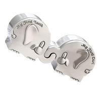 ROMISBABA Metallic Tooth Keepsake Box Elephant Shape Small Portable Tooth Saver for Boys Rustproof and Odorless Easy to Use Keepsake Case Newborn Shower