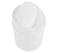 ROMISBABA Mini Desktop Trash Can with Swing Lid, White Mini Garbage Bin for Office, Bathroom, and Dormitory Use, Compact Countertop Waste Basket for Small Spaces