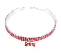 ROMISBABA Mini Rhinestone Dog Collar Adjustable Red Pet Necklace Luxury Pet Supplies for Dogs for Outdoor Activities and Everyday Use