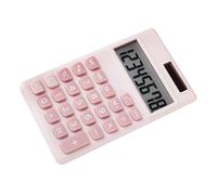 ROMISBABA Mini Solar Calculator 8-digit Portable Candy Color Desktop Calculator for Students Office Accounting with Pink Plastic Case