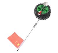 ROMISBABA Mini Spare Tire Antenna Green Rubber Tire and Shovel, 3D Car Exterior Badge for Off-Road SUVs, Creative Clip-On Car Flagpole Mount Racing Flag on Stick, Small Waving Handheld Flags