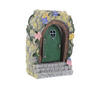 ROMISBABA Miniature Fairy Garden Door with Soft Light Resin Outdoor Decoration for Patio Lawn and Trees Whimsical Fairy Gnome Home Ornament Scaled Down Dollhouse Door for Garden and Balcony