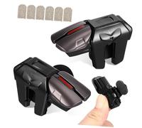 ROMISBABA Mobile Gaming Controller Set 3 Pairs Copper Fiber Grey-white Finger Sleeves and Six-finger Alloy Trigger Buttons for Touchscreen Phones, Ergonomic Game Accessories for Mobile Gamers