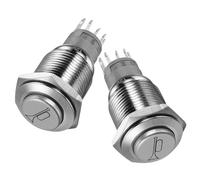 ROMISBABA Momentary Push Button Switch 16mm with Self-reset Design 2pcs Metal Waterproof Versatile Mini round Horn Switch for Car and Truck Automotive Modifications