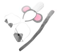 ROMISBABA Mouse Chef Costume Accessory Set for Adults - Soft Grey Mouse Ears Headband with Chef Hat, Bow Tie, and Tail - Animal Party Headwear for Halloween, Birthday, and Cosplay Events