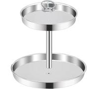 ROMISBABA Multi-layer Double-layer Stainless Steel Fruit Plate Serving Dish with Rotatable Design for Home Use, Creative Modern Pie Display Tray and Dessert Stand