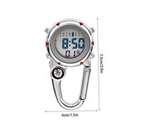 ROMISBABA Multifunctional Stainless Steel Carabiner Clip Watch with Luminous Quartz Display Date Alarm Compass Glow Dark Outdoor Timepiece for Doctors Nurses Paramedics