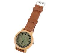 ROMISBABA Natural Bamboo Wooden Watch for Men with Verawood Surface Casual Vintage Leather Strap Wristwatch Lightweight Material Stylish Analogue Timepiece for Everyday Wear