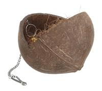 ROMISBABA Natural Coconut Shell Bird Nest House for Parrots and Finches with Vertical Suspension, Stress Relief Shelter, Sturdy Coconut Shell Material, Hanging Bird Hammock for Cage