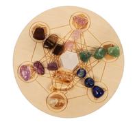 ROMISBABA Natural Irregular Crystal Stones Chakra with Seven Star Array Divination Board Base Compact Mystical Decoration for Home Office Meditation and Party Use
