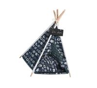 ROMISBABA Navy Linen Pet Teepee Tent for Cats and Dogs Provides Security and Obscures External Intruders and Light, Washable Pet Sleeping Nest Suitable for Indoor and Outdoor Use