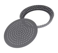ROMISBABA Non Stick Round Pizza Pan with Holes Carbon Steel Black | Easy Release Finish, Fluted Sides, Removable Bottom, Baking Tray Use, Pie and Tart Making