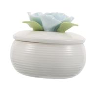 ROMISBABA Nordic Ceramic Jewelry Storage Box with Floral Lid Small Porcelain Organizer for Rings and Bracelets Compact Decorative Trinket Holder for Dresser Elegant Multifunctional Accessory