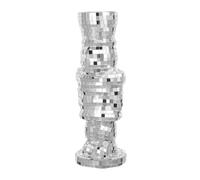 ROMISBABA Nutcracker Soldier Christmas Decorations Disco Nutcracker Figurine Xmas Ornament Christmas Statue Reflective Mirror Ball Glass Silver