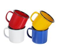 ROMISBABA Old Style Enamel Mug and Enamel Tea Cup 4Pcs Vintage Sturdy Lightweight Reusable Porcelain Coated for Camping Outdoor Travel and Home Use