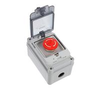 ROMISBABA Outdoor Emergency Stop Switch Box with Red Mushroom Latching Push Button Plastic Control Box for Start Stop Functions Ergonomic Knob Design Easy Installation for Industrial Use