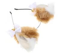 ROMISBABA Party Headdress with Plush Fox and Cat Ears and Golden Bells Lightweight Faux Fur Headband for ’ Costume Events