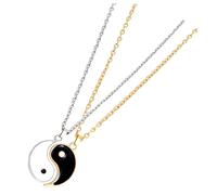 ROMISBABA Pendant Necklace for Men and Women Stainless Steel Taichi Chain Couple Necklaces with Love Symbol Wedding Matching Jewelry Romantic Relationships