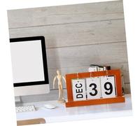 ROMISBABA Perpetual Wooden Desk Calendar Vintage Flip Month Date Display Reusable Desktop Calendar for Office Home Decor Creative Elegant Vintage Style
