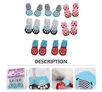 ROMISBABA Pet Cotton Socks Non-slip Winter Paw Protectors, Warm Hosiery Set S Size, Blue White Blue Grey Red, 16pcs for Dogs and Cats, Indoor and Outdoor Use