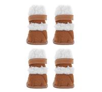 ROMISBABA Pet Winter Boots Set 4pcs Khaki Size 4, Anti-skid Warm Dog Snow Boots for Small Breeds, Puppy Paw Protectors Suitable for Outdoor Walking