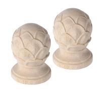 ROMISBABA Pineapple Wood Finials Unfinished Wooden Decorative End Caps 2pcs with Versatile Artistic Design, Elegant Classical Home Decor for Bed Posts and Fence Caps for Study or Living