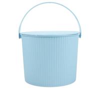 ROMISBABA Plastic Storage Bucket with Lid and Handle Multipurpose Household Small Stool for Laundry and Daily Sundries Thickened Nordic Blue Organizer for Bathroom and Bedroom