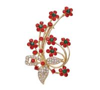 ROMISBABA Plum Blossom Brooch Red Diamond Shape Brooch for Women Flower Clothing Accessories Chic