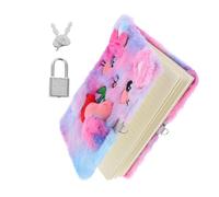 ROMISBABA Plush Cat Diary Notebook with Lock and Keys for Soft Fluffy Cover Cute Bowknot Cat Design Secure Writing Journal for Drawing and Personal Notes