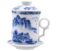 ROMISBABA Porcelain Tea Cup with Lid and Saucer Ceramic Chinese Tea Bowls Traditional Kung Fu Teaware for Home Family Office