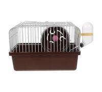 ROMISBABA Portable Hamster Cage with Handle for Small Pets and Hamsters, Multifunctional Abs Design with Water Bottle Holder and Accessories, Elegant Brown Travel Carrier for Small Animals