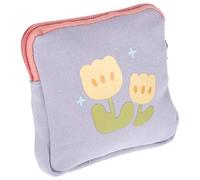 ROMISBABA Portable Square Menstrual Pad Container Multipurpose Tampon Holder and Coin Purse for School Office Small Item Storage Tulip Purple