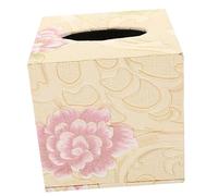 ROMISBABA Premium Leather Tissue Box Holder Decorative Napkin Dispenser for Living Room and Desk Compact Soft Tough Towel Storage with Floral Yellow Red Design Practical and