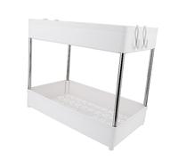 ROMISBABA Premium Multi Kitchen and Bathroom Storage Organizer Rack with Hanging Hooks Narrow White Spice Bottle and Toiletry Display Shelf for Cabinets and Daily Essentials