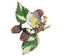 ROMISBABA Pretty Crystal Brooch Featuring Strawberry and Magpie Design Suit Accessory Zinc Alloy Material with Quality and Durability Shining Animal Pins for Formal Occasions for Women