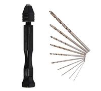 ROMISBABA Professional Black Hand Drill Efficient and Accurate Handheld Tool with 10pcs Rotary Drill Bits Made of Abs and Metal, for Jewelry Tool and Model Craftwork