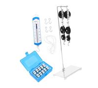 ROMISBABA Pulley Block Physics Experiment Kit Plated Bracket Force Gauge and Hook Weights Physics Learning Tool for Mechanics Teaching and Scientific Research