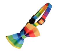 ROMISBABA Rainbow Bowknot Collar Cat Collar Adjustable Safety Buckle Fabric Adorable Chic Design for Parties Suitable for Small Puppies and Dogs