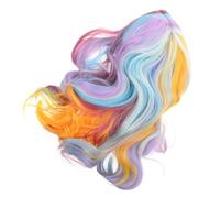 ROMISBABA Rainbow Colour Short Wig for Women Lightweight Easy to Wear High Temperature Wire Material Wavy Cosplay Hair Accessory for Halloween Party