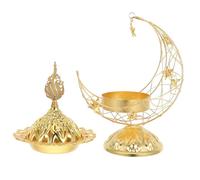 ROMISBABA Ramadan Mubarak Moon Incense Holder Iron Aromatherapy Burner for Eid Decorations Elegant Crescent Moon Shape Tabletop Censer for Bedroom Living Office Ambiance