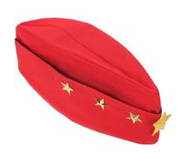 ROMISBABA Red Canvas Russian Sailor Hat with Yellow Star, Super Soft Texture Boat Cap for Dress-up Events and Captain Party Costume Accessories