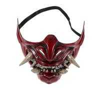 ROMISBABA Red Japanese Samurai Devil Mask Half Face Cosplay for Halloween Party Carnival Costume with Detailed Craftsmanship and Bold Design for Men and Women