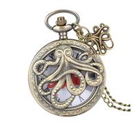 ROMISBABA Retro Metal Octopus Pocket Watch Decorative Hanging Vintage Style Mechanical Pocket Watches for Men with Chain Suitable for Daily Wear and Collecting
